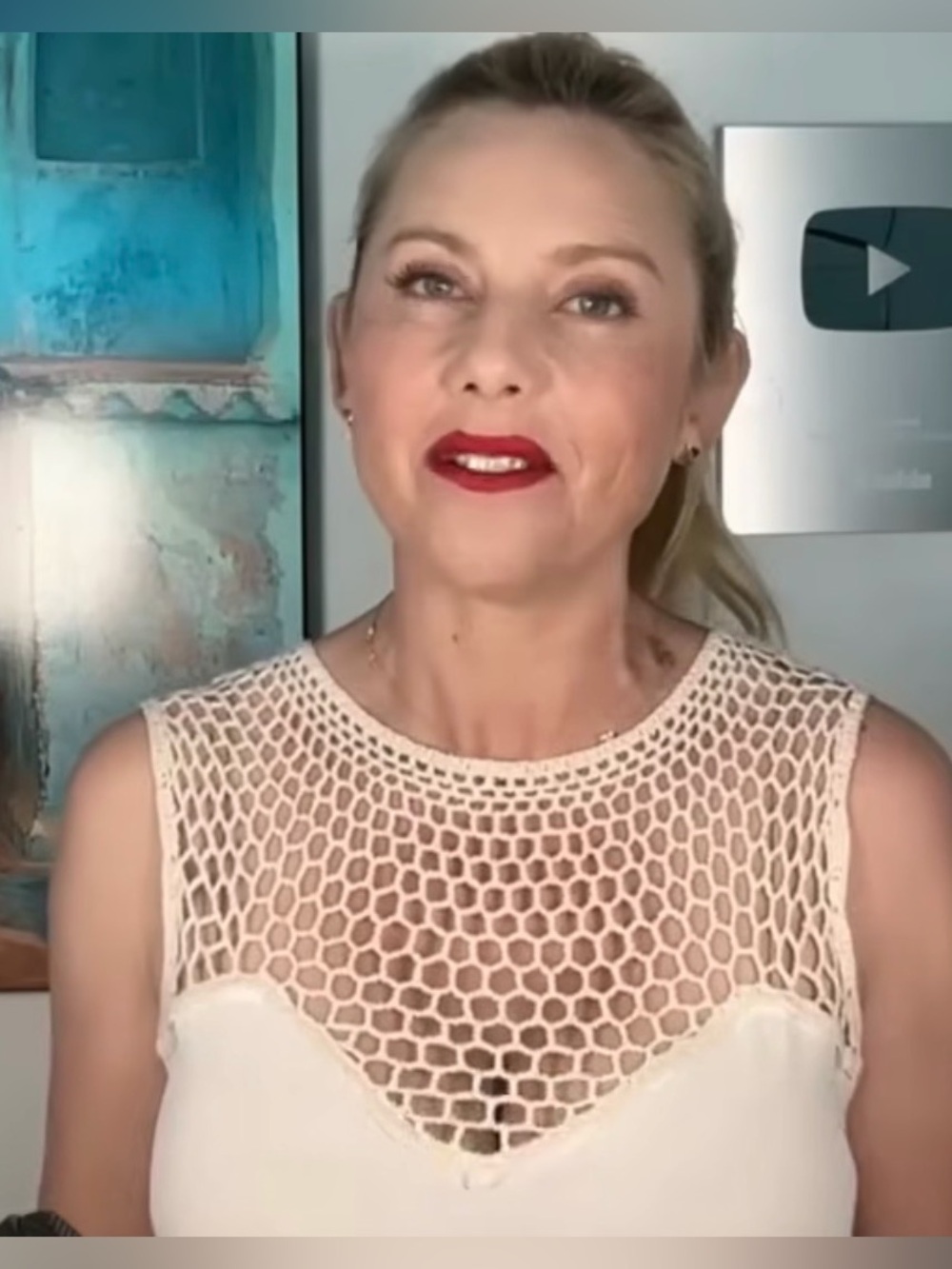 A.L.C. Cream Crochet Yoke Tank Top